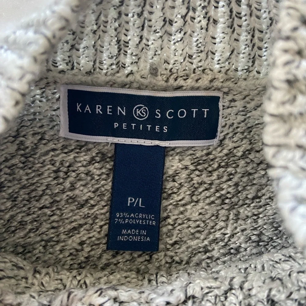 Karen Scott Heathered Gray Mock Neck Sweater Size PL - Picture 4 of 10